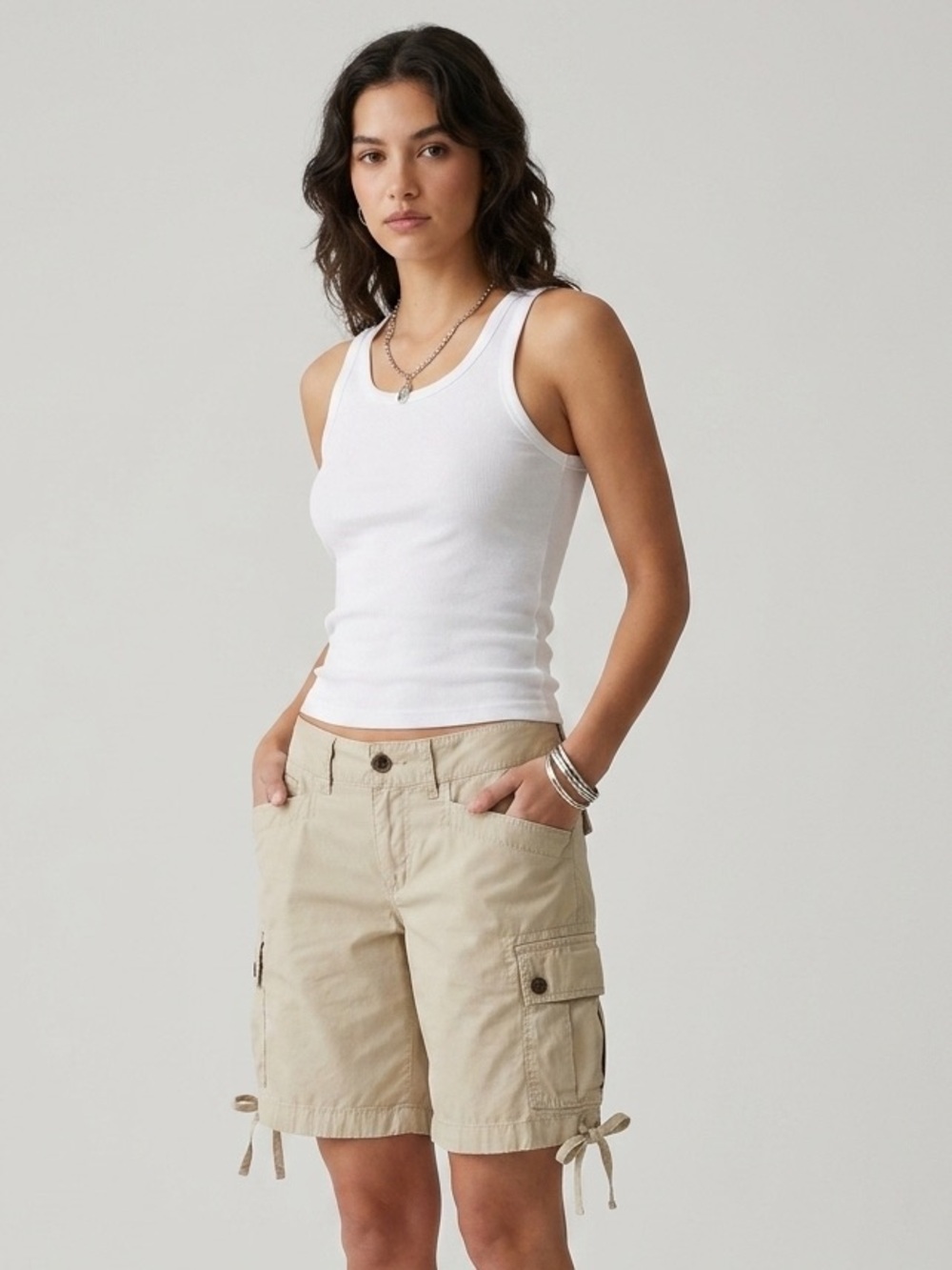 💜 Lauren Ralph Lauren Khaki Cargo Shorts 100% Cotton - Size 8